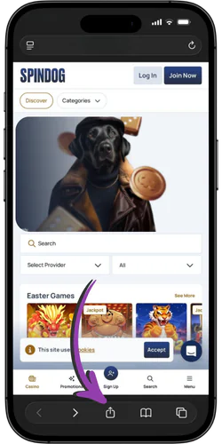 SpinDog rew share button
